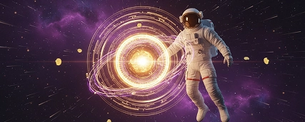 Moonwin Astronaut im Lichtportal Illustration
